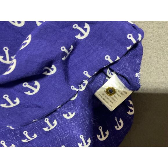 Grand & Greene Anchor Print XL Navy Top 1/4 Button Closure 3/4 Sleeve Nautical - Picture 6 of 8